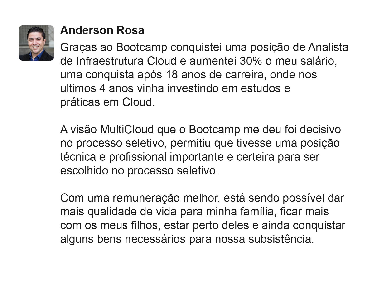 Depoimento do aluno Anderson Rosa