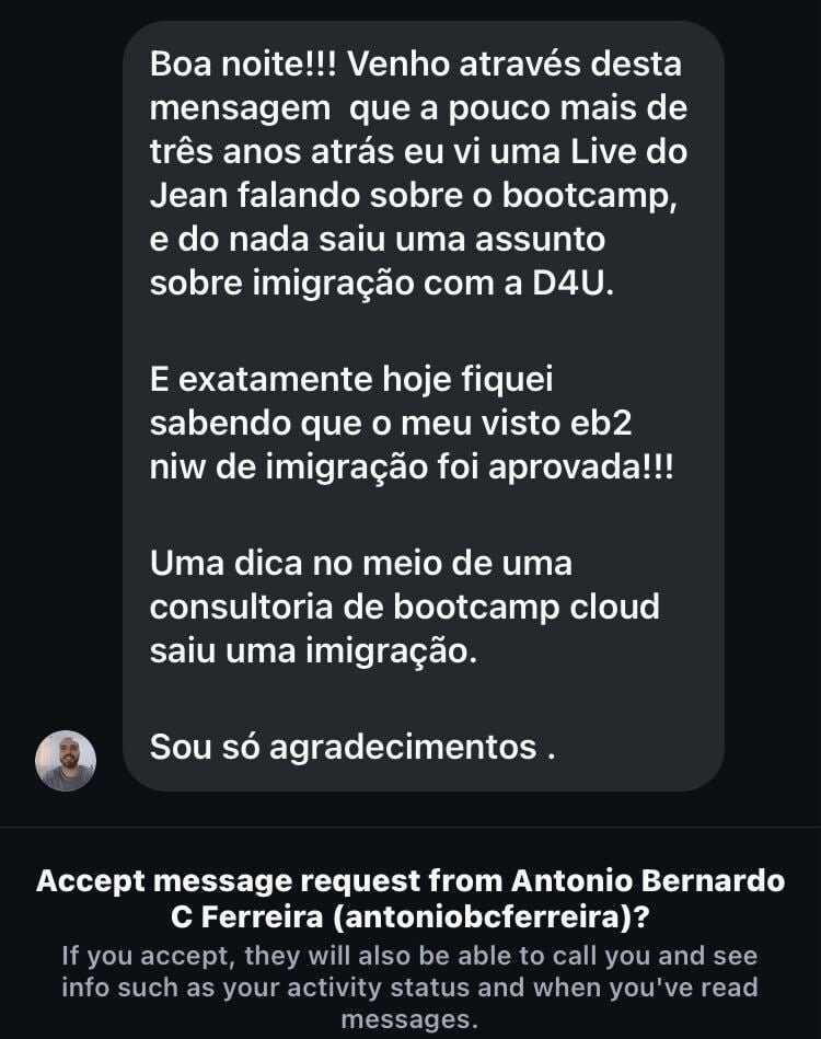 Depoimento do aluno Antonio Bernardo