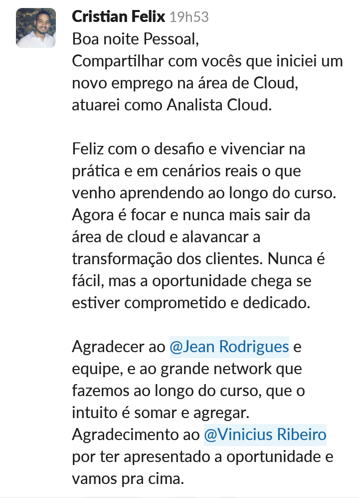 Depoimento do aluno Cristian Felix