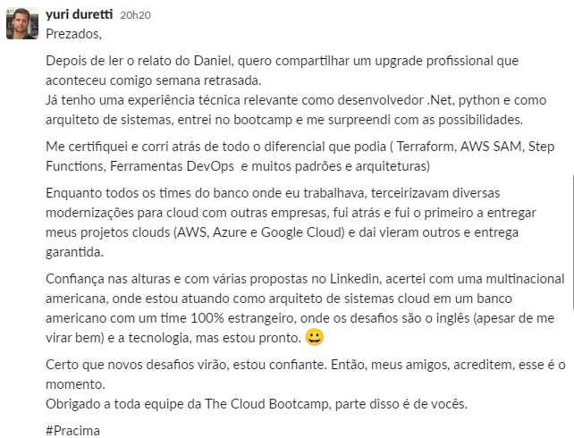 Depoimento do aluno Yuri Duretti