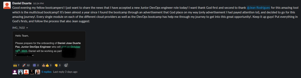 Screenshot of a student result shared by Daniel Duarte